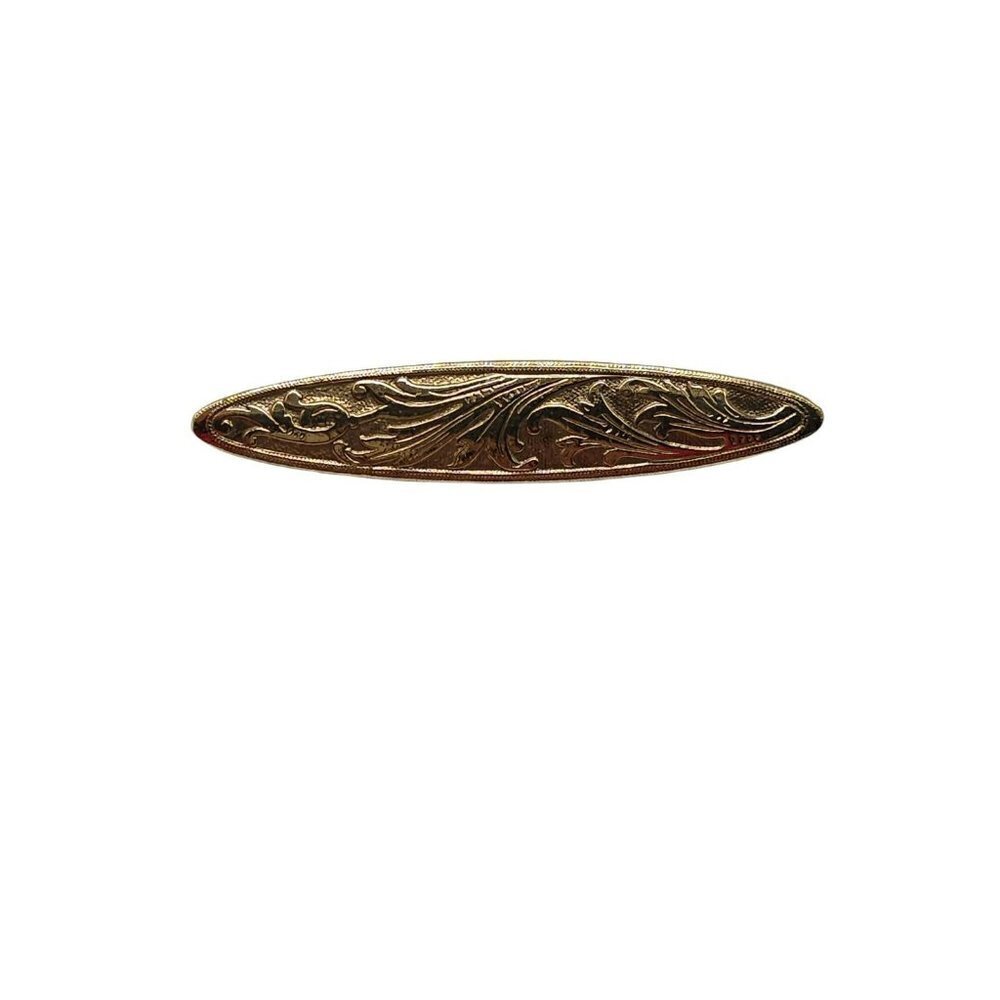 1928 Retro Art Nouveau Style Scrollwork Bar Brooch Pin Gold Tone Vintage